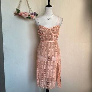 For Love and Lemons Dakota Midi Pink Lace Dress size small